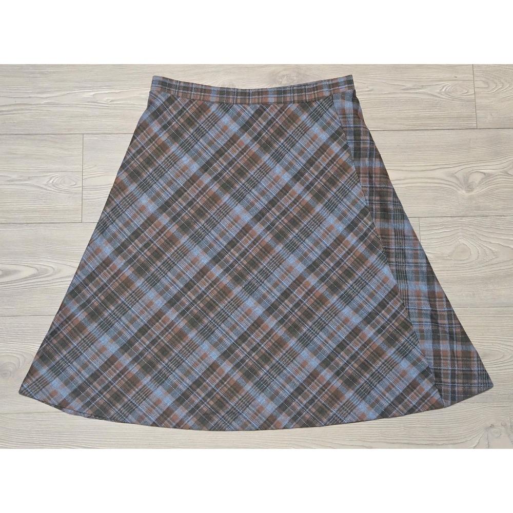 True Vintage Cape Cod Match Mates Skirt Womens Size 18 Brown Blue Made In USA